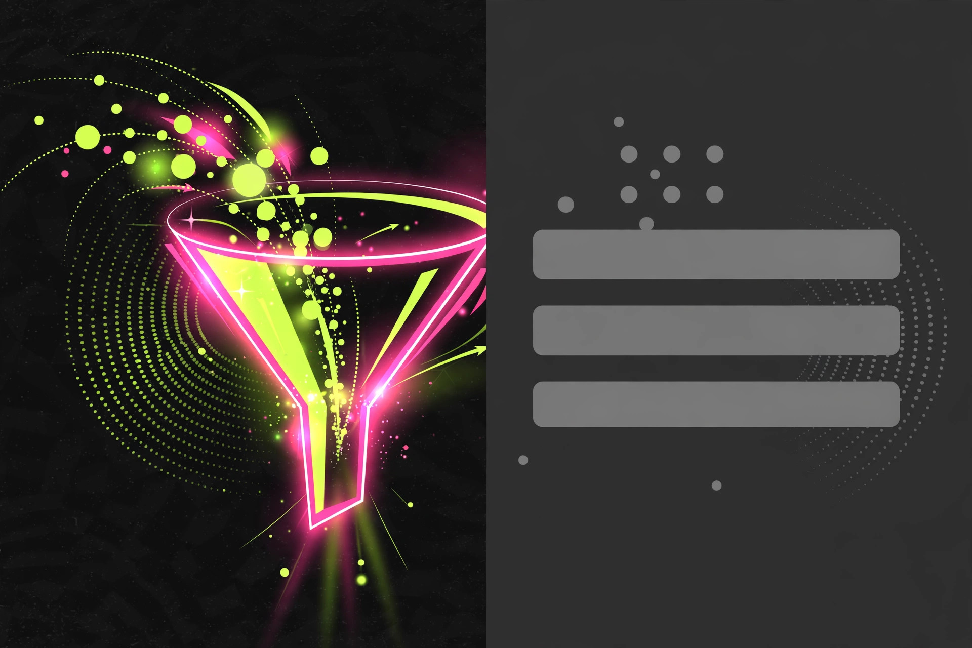 Illustration of a glowing quiz funnel pulling visitors in beside a dull untouched contact form